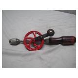 Hand-Crank Brace Drill With Red Gear Wheel