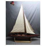 Wooden Sailboat Model with Canvas Sails