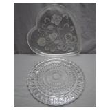 Clear Glass Heart and Round Plate Set