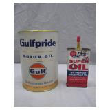 Gulfpride Motor Oil and Gunk Super Oil Cans