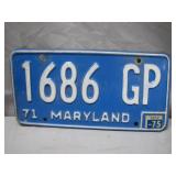 1971 Maryland License Plate with 1975 Sticker