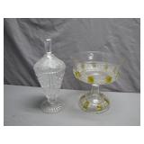 Cut Glass Decanter and Compote Set