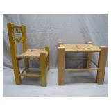 Wooden and Woven Child-Size Chairs