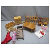 Dollhouse Wooden Furniture Lot with Accessories