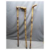 3 Handmade Wooden Walking Sticks