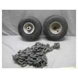2 Tires With Steel Chain Accessory