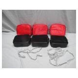 Six Small Red and Black Handbags