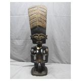 Wooden African Mother Statue with Unique Details