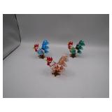 3 Small Handcrafted Glass Roosters