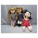 3 Vintage Dolls With Outfits