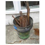 Bucket of Assorted Rusted Metal Brackets