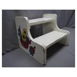 Hand-Painted Wooden Two-Step Stool