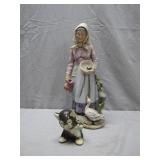 Figurines of Woman, Goose, and Cat