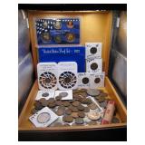Cigar Box of Vintage US Coins & Currency