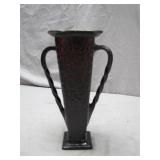 Hammered Metal Vase with Twisted Handles