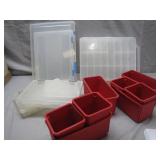 Clear Storage Cases and Red Bins
