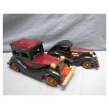 Two Handcrafted Wooden Model Cars