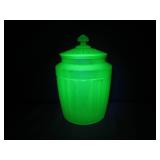 Uranium Glass Biscuit Jar with Lid