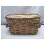 Woven Wooden Hinged Picnic Basket