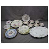 Porcelain Plates and Platters with Floral Motifs