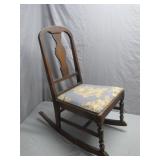 Wooden Rocking Chair With Upholstered Seat