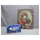Coca-Cola Tin Sign & True Value Truck Bank