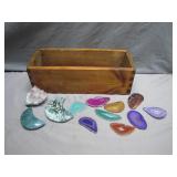 Wooden Box With Polished Agate Slices