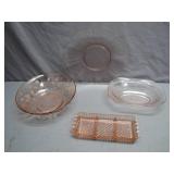 Four Pink Depression Glass Dishes