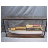 Handcrafted Boat Model in Display Case