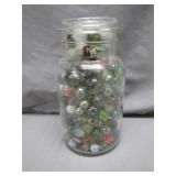 Glass Jar of Assorted Marbles