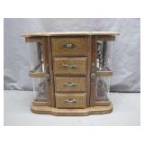 Wooden Jewelry Box With Glass Sides