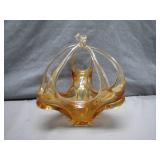 Midcentury Amber Art Glass Basket