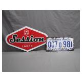 Session Lager Sign and 1972 Louisiana Plate