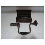Hand Brace Drill with Bit Set and Metal Box