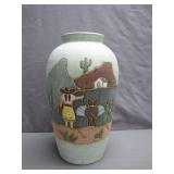 Handcrafted Mexican Ceramic Vase with Scenic...