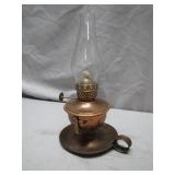 Copper Oil Lamp With Glass Chimney