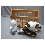 Wooden Rocking Cradle with Plush Toys
