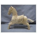 Primitive Hand-Carved Wooden Horse Sculpture