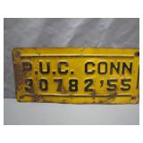 1955 P.U.C. Conn License Plate