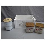Decorative Crate With Candles and Tins