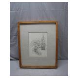 Framed Art With Sketch & Wooden Frame