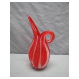 Murano-Style Glass Pitcher in Red and White