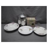 Lot: Plates, Ice Bucket, and Cruet Bottle