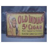 Retro-Style Tin Ad Sign for Old Indian Cigar