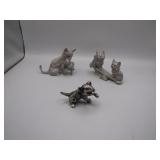 Pewter Cat Figurine Set with Playful Poses