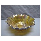 Iridescent Pressed Glass Bowl, Flower Motif