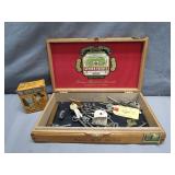 Cigar Box with Keys & Toy Collection