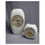 Chokin-Engraved Japanese Vase Set