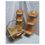 Heart-Shaped Shelves with Rustic Basket