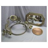 Decorative Brass Mirror with Candle Holder